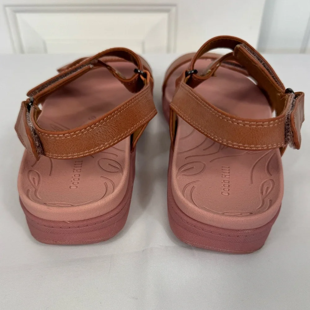 Cobb Hill Tala Asym Sandals Womens 9‎ M Coral Pink Leather Strappy